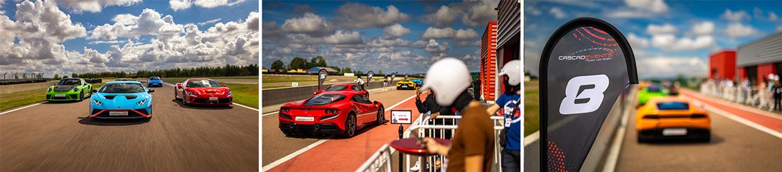 Stage de pilotage : stands et véhicule sur circuit