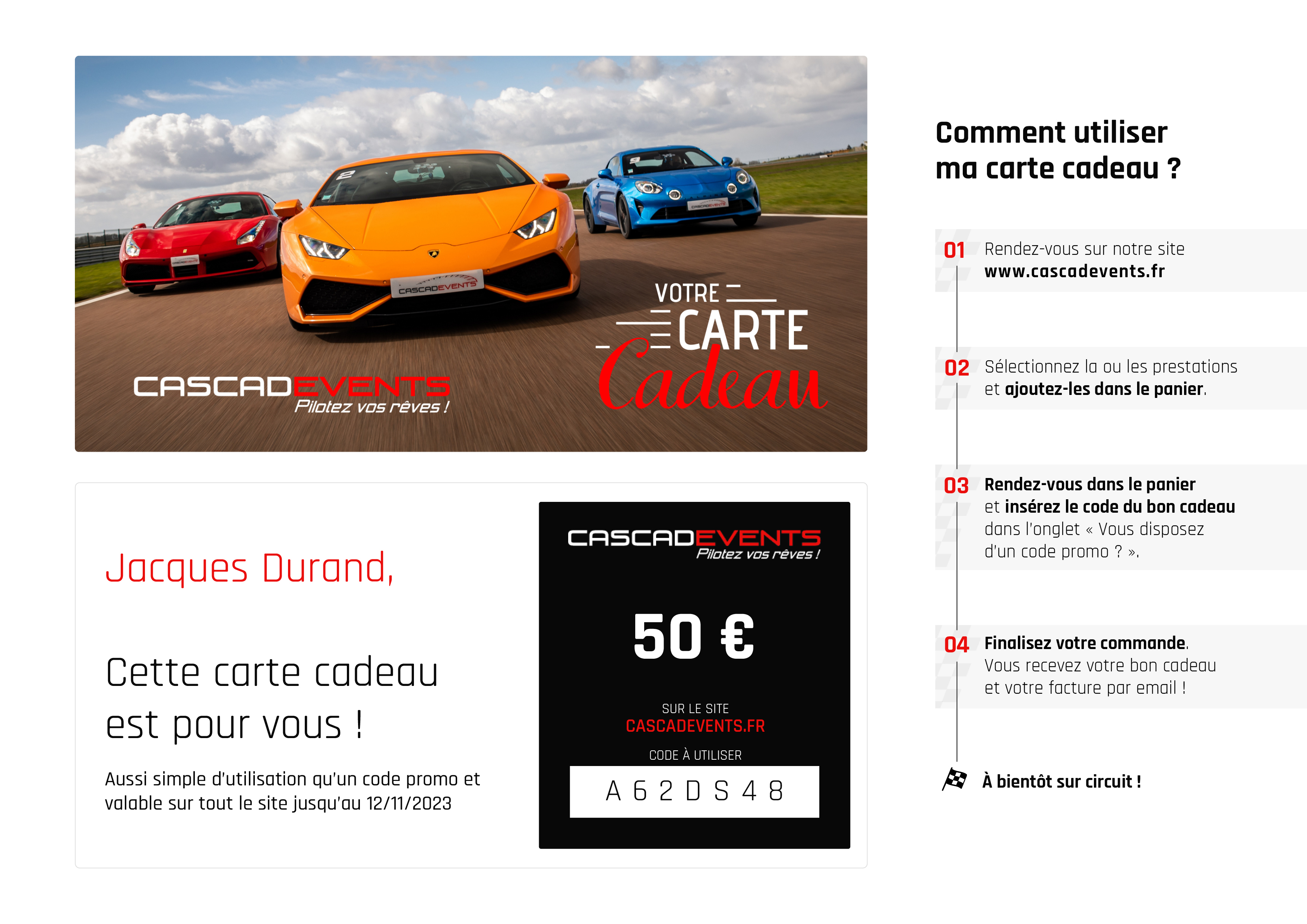 Carte cadeau pilotage - Cascadevents