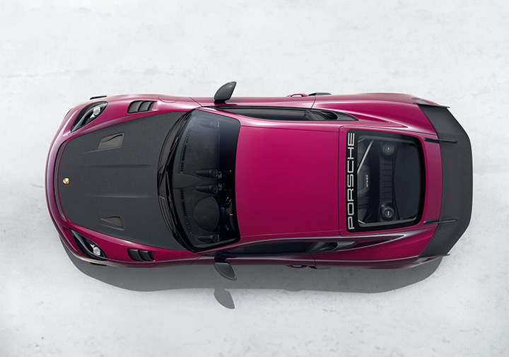 Porsche 718 Cayman GT4 RS vue de dessus